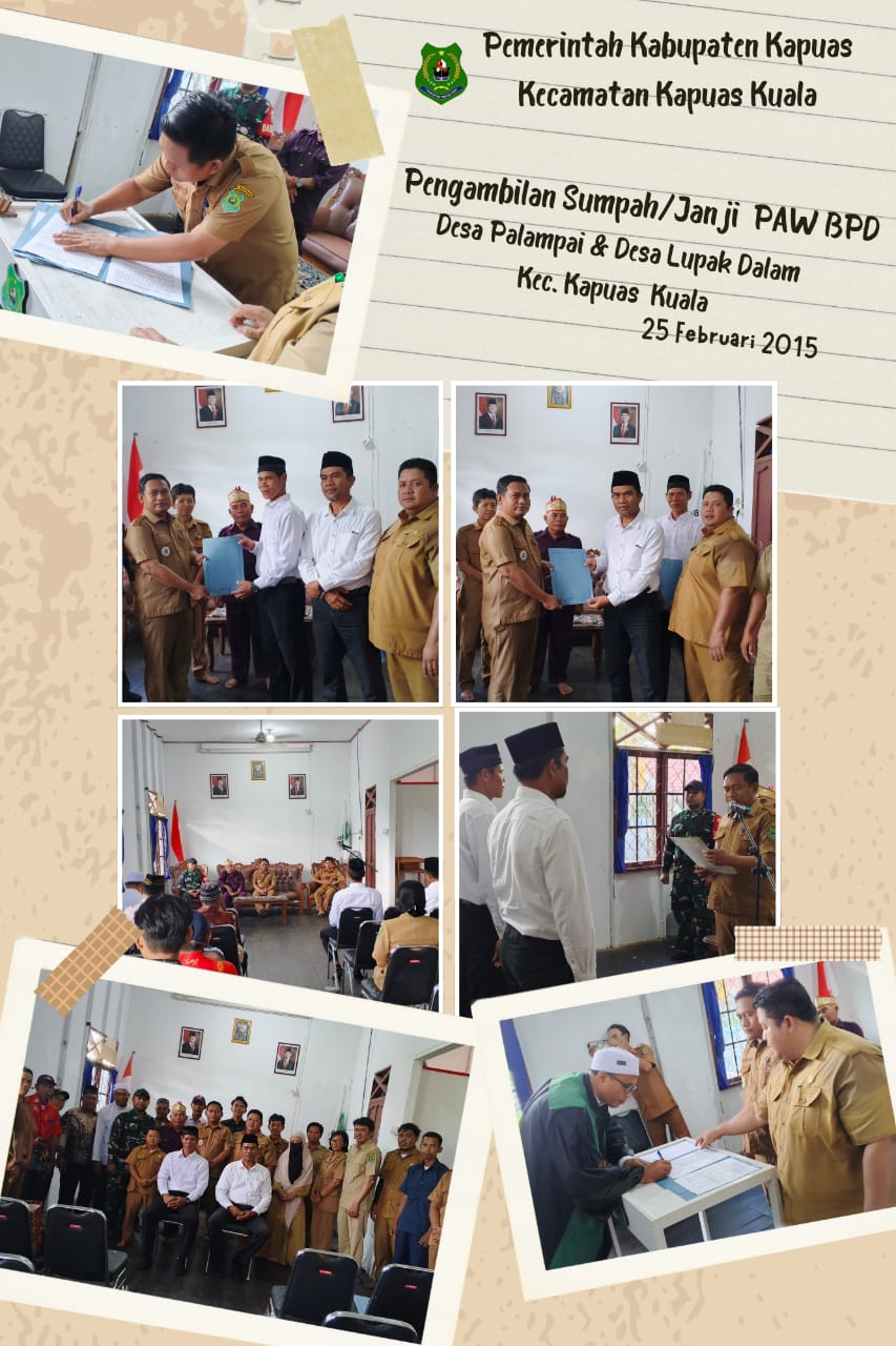 camat-kapuas-kuala-ambil-sumpah-janji-paw-anggota-bpd-desa-lupak-dalam-dan-bpd-desa-palampai